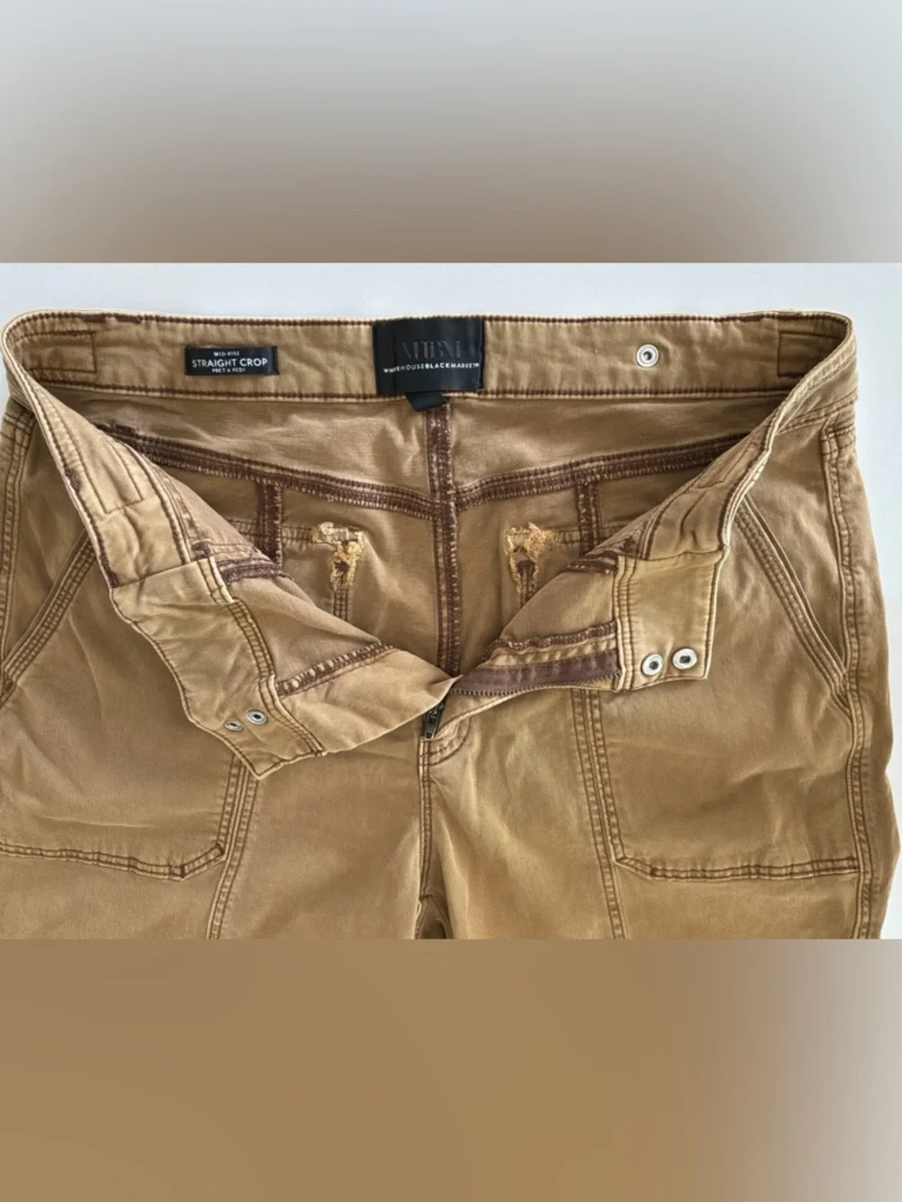 WHBM Pret A Pedi Straight Crop Utility Pants Brown Womens 10 Mid Rise - Picture 7 of 7